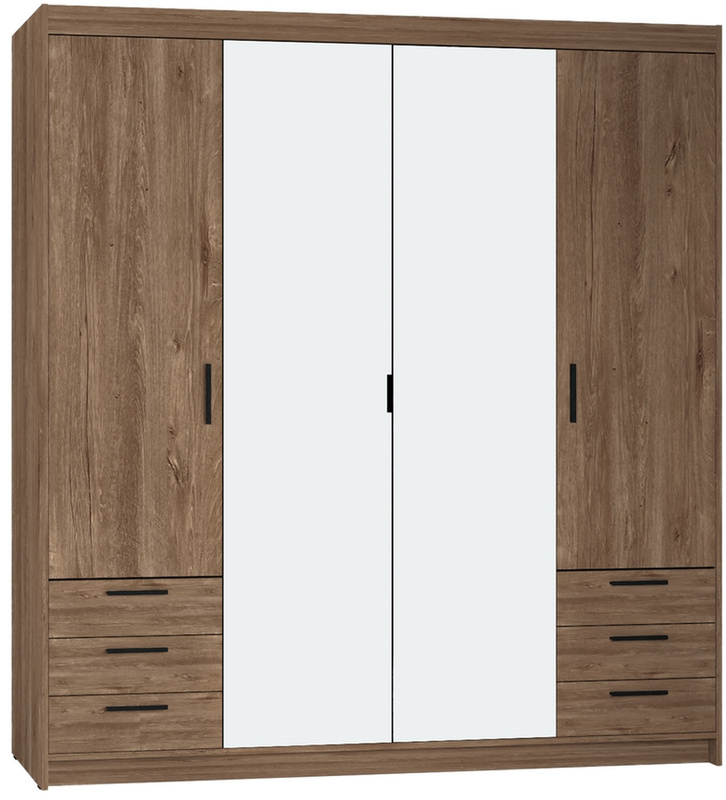 Nowoczesna modułowa szafa z lustrem i szufladami KUBA 180 cm