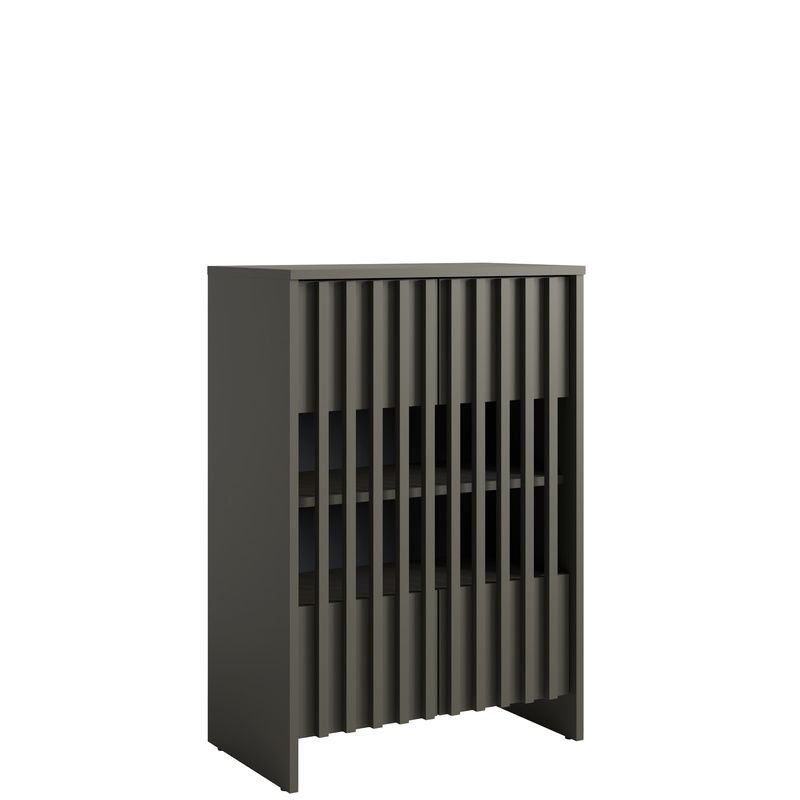 Dwudrzwiowa komoda 60 cm z lamelami do salonu VELVIO szary
