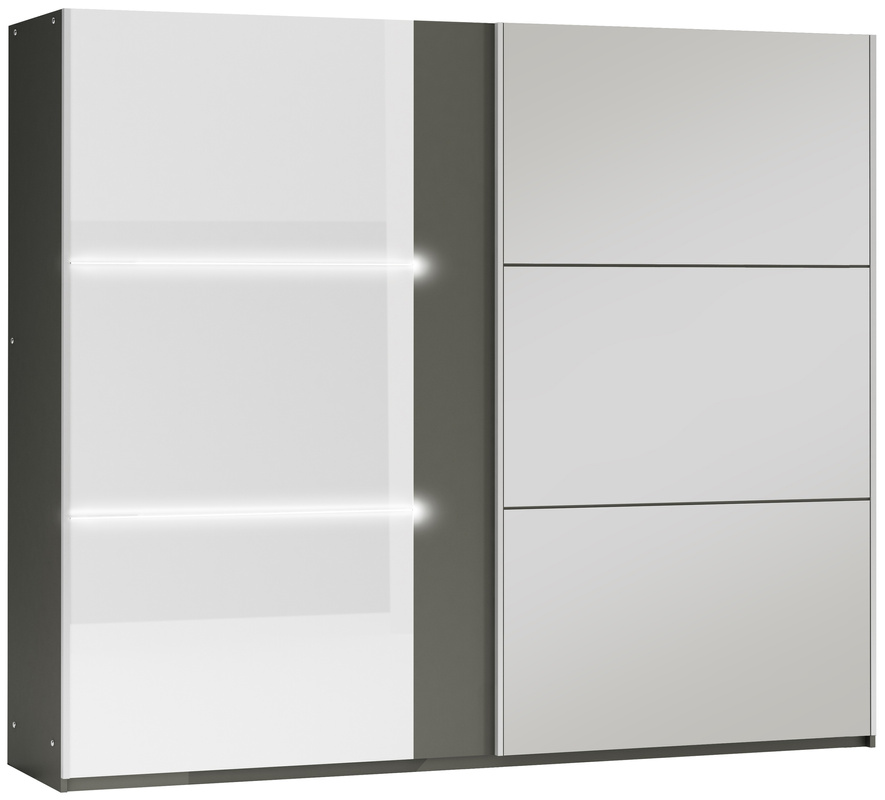 Duża szafa przesuwna z lustrem i szufladami 250 cm TOSSA