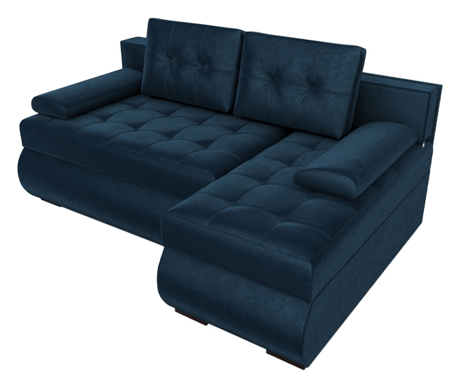 Welurowa granatowa kanapa narożna z funkcją spania KASTELL 2