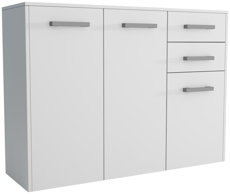 Nowoczesna trzydrzwiowa komoda z szufladami biała 112 cm SAVONA