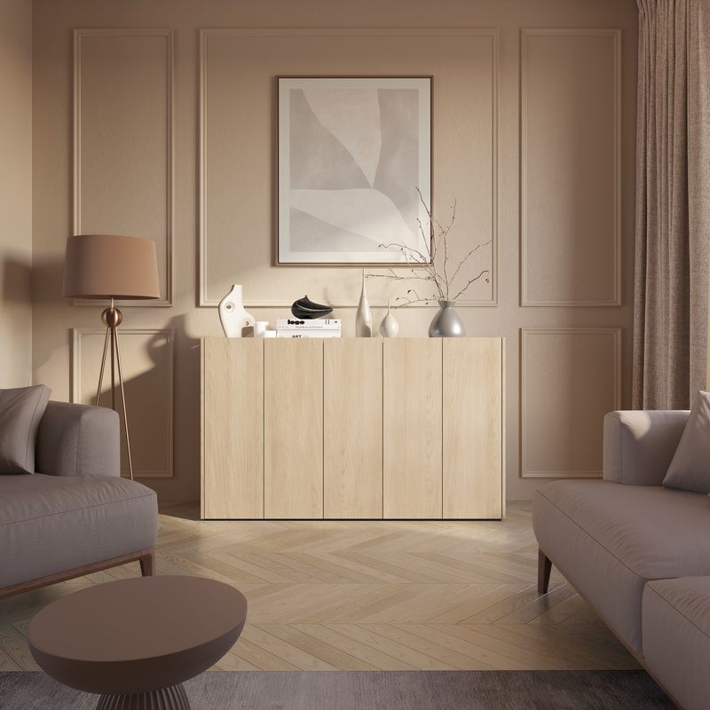 Duża komoda do salonu z półkami cichy domyk 156 cm EASY EA-01