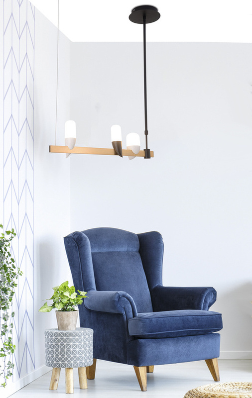 Czarno-złota lampa wisząca nad wyspę LED do kuchni SAKAI metal