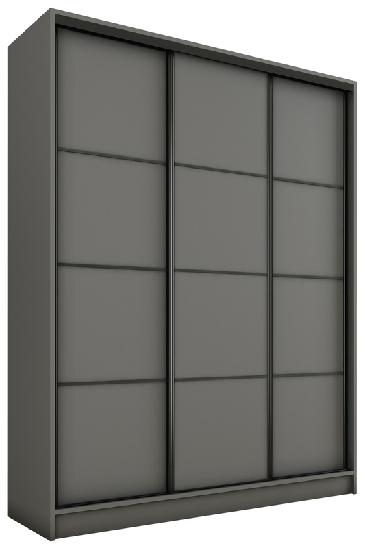 Grafitowa trzydrzwiowa szafa przesuwna 150 cm LOFT
