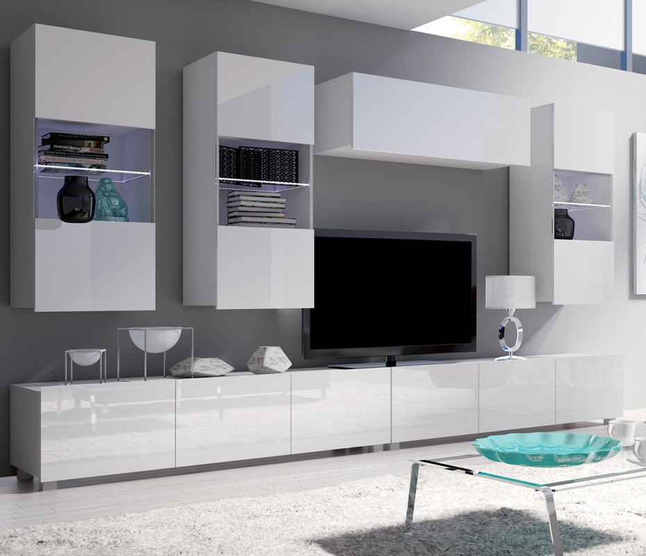 Zestaw mebli do salonu biały połysk MODERN 5