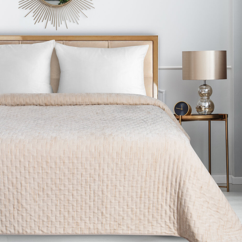 Kremowa narzuta szenilowa na łóżko 170x210 cm CHOILE miękka w dotyku