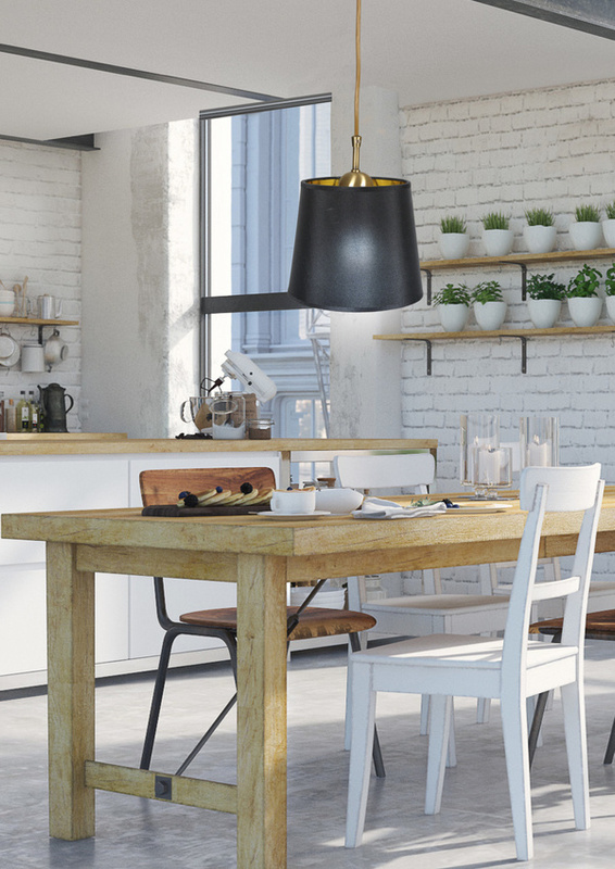 Czarna lampa wisząca sufitowa z regulacją wysokości MILONGA 1xE27