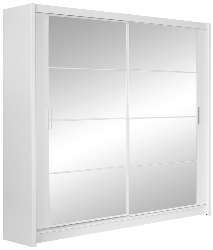 Biała nowoczesna szafa przesuwna z lustrem 203 cm DELTA