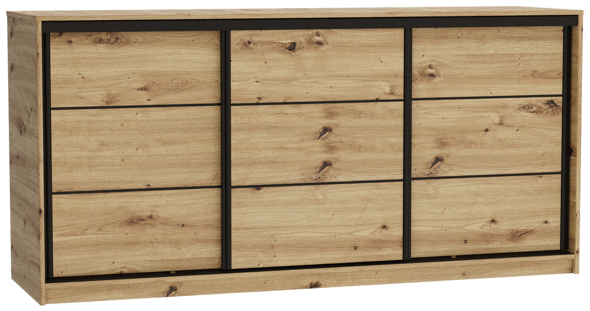 Komoda przesuwna z drążkiem i szufladami 200 cm LOFT dąb artisan