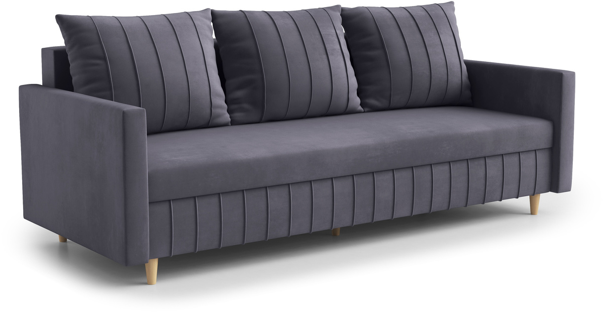 Welurowa sofa z funkcją spania i pojemnikiem do salonu FOCUS