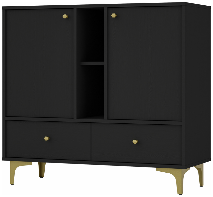 Nowoczesna czarna mała komoda z szufladami 100 cm TOKEN