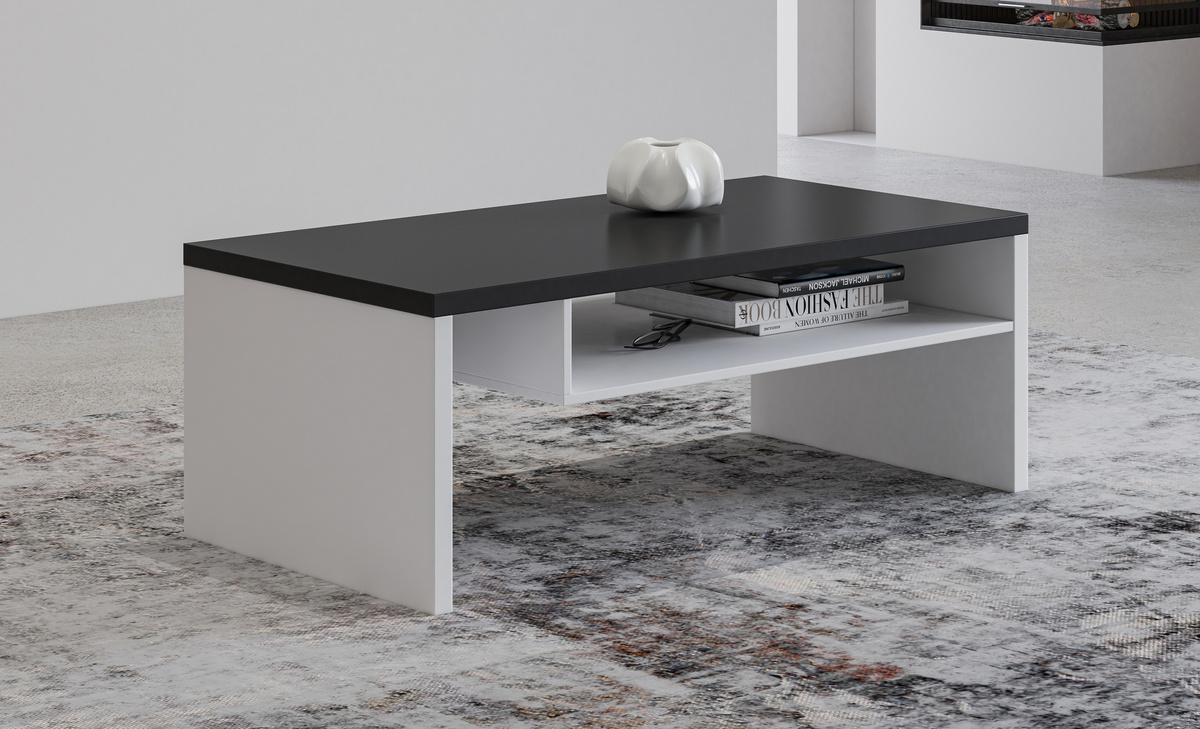 Nowoczesny stolik kawowy do salonu 120 cm z półką CROSS