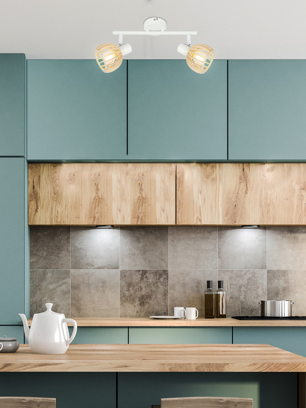 Biała lampa ścienna listwa 2-płomienna nad lustro ATARRI drewno MDF