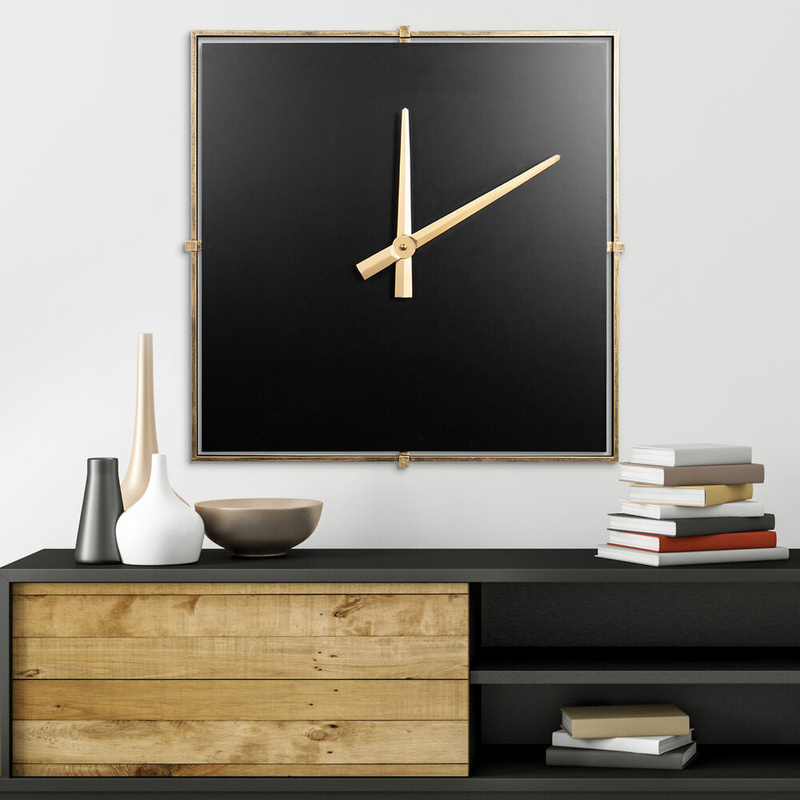 Zegar ścienny 80x80 cm czarny dekoracyjny z żelaza i MDF