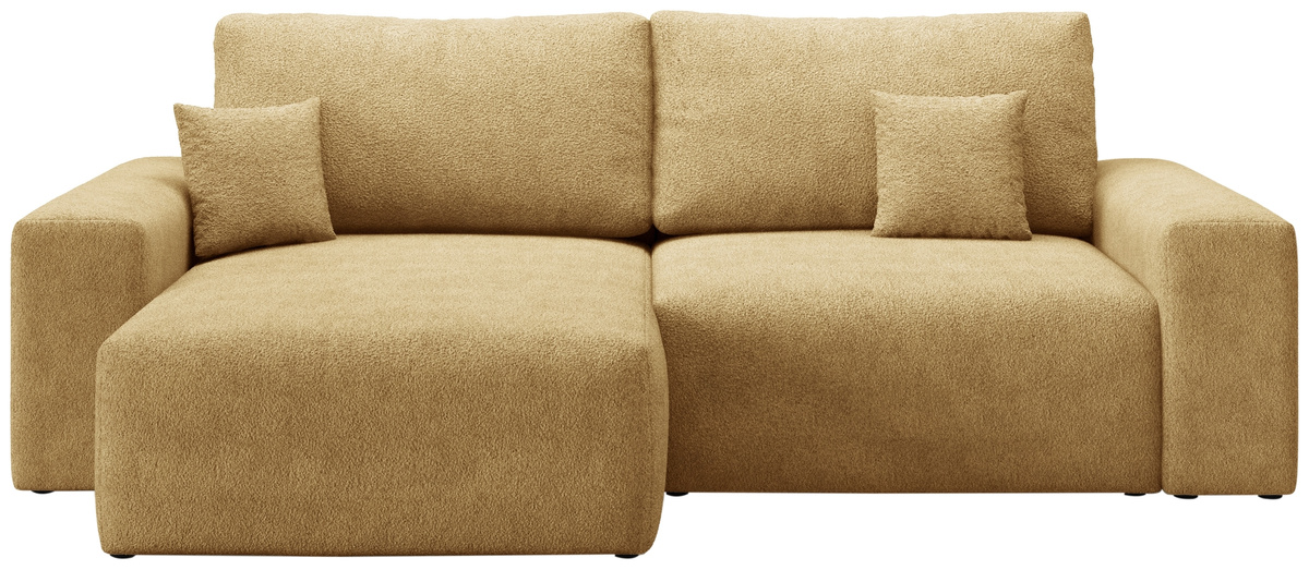 Musztardowy narożnik do salonu z funkcją spania uniwersalny CAMILO