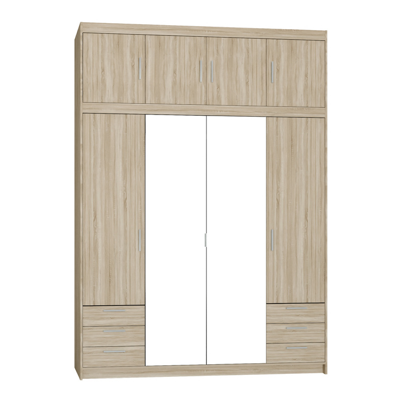 Szafa z lustrem do garderoby 176 cm i nadstawka dąb sonoma KUBA