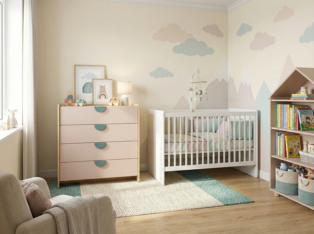 Komoda 93 cm z szufladami do pokoju dziecięcego LOLLIE dąb cremona