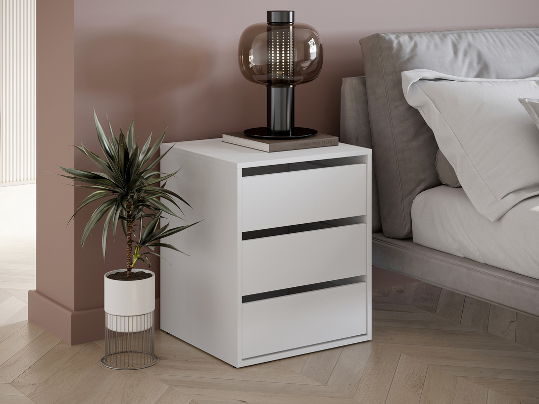 Szafka nocna biała z szufladami nowoczesna IDEA