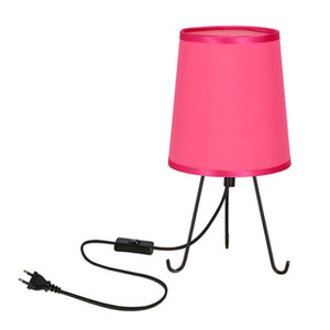 Czarna lampa stołowa do salonu SMALLY z abażurem fuksja