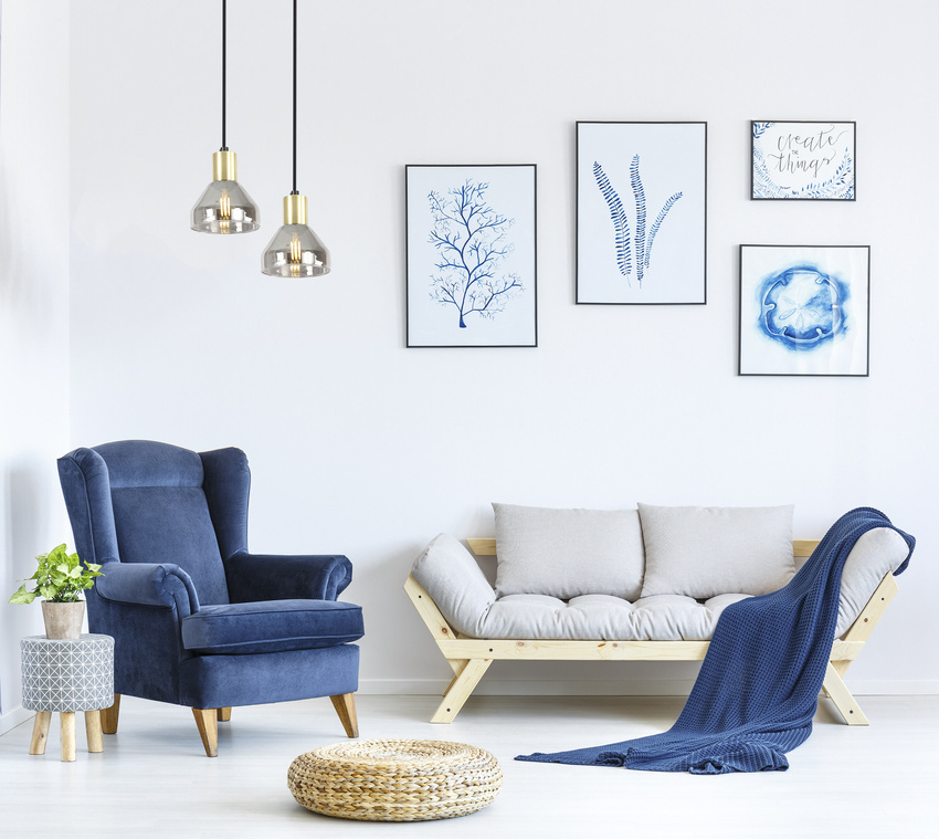 Czarna złota lampa wisząca do salonu GREGORY szklany klosz