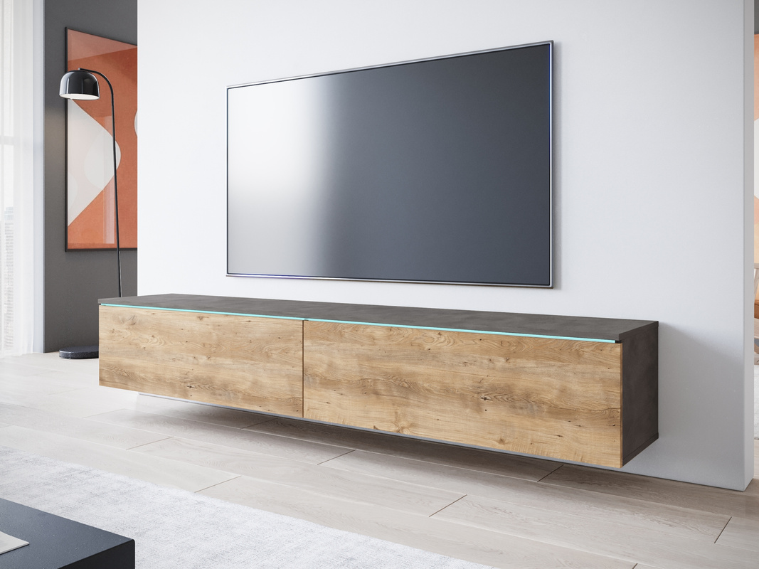 Nowoczesna szafka RTV 180 cm BROMI kasztan