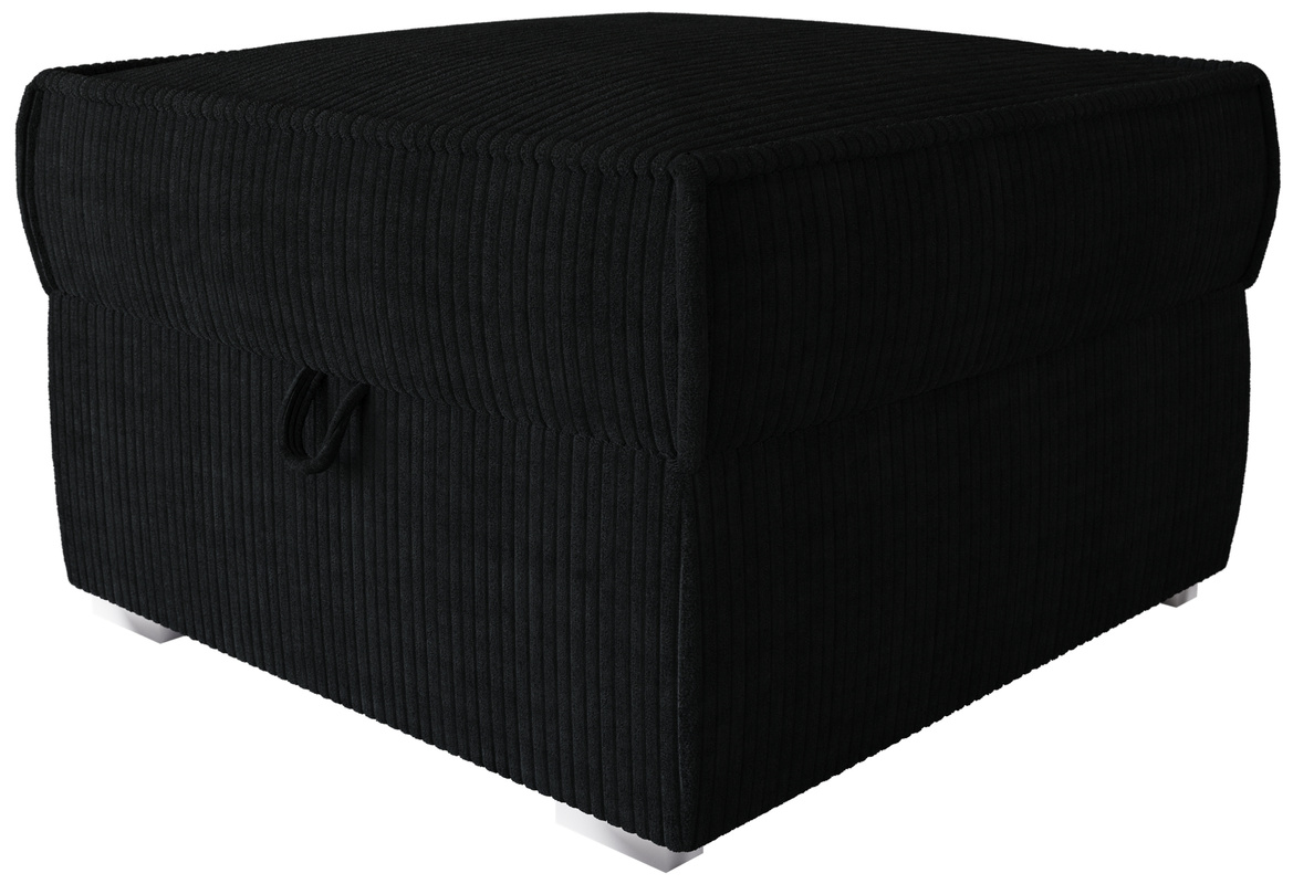 Czarna pufa sztruksowa ze schowkiem do salonu TOP