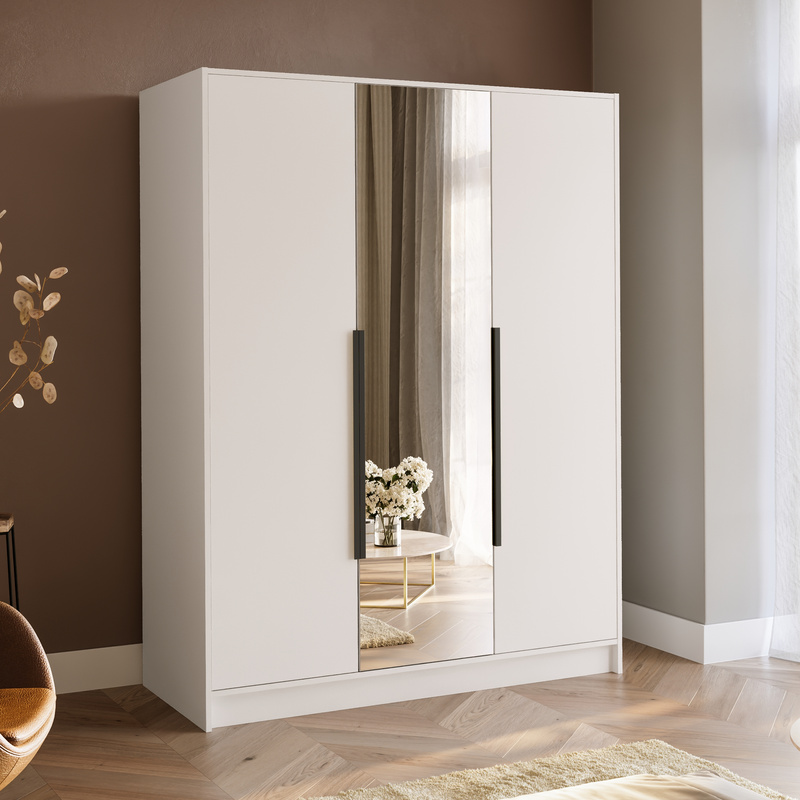 Biała szafa 150 cm z lustrem do przedpokoju LESTO