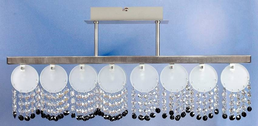 Niklowana lampa wisząca regulowana do salonu LUXOR 8-punktowa