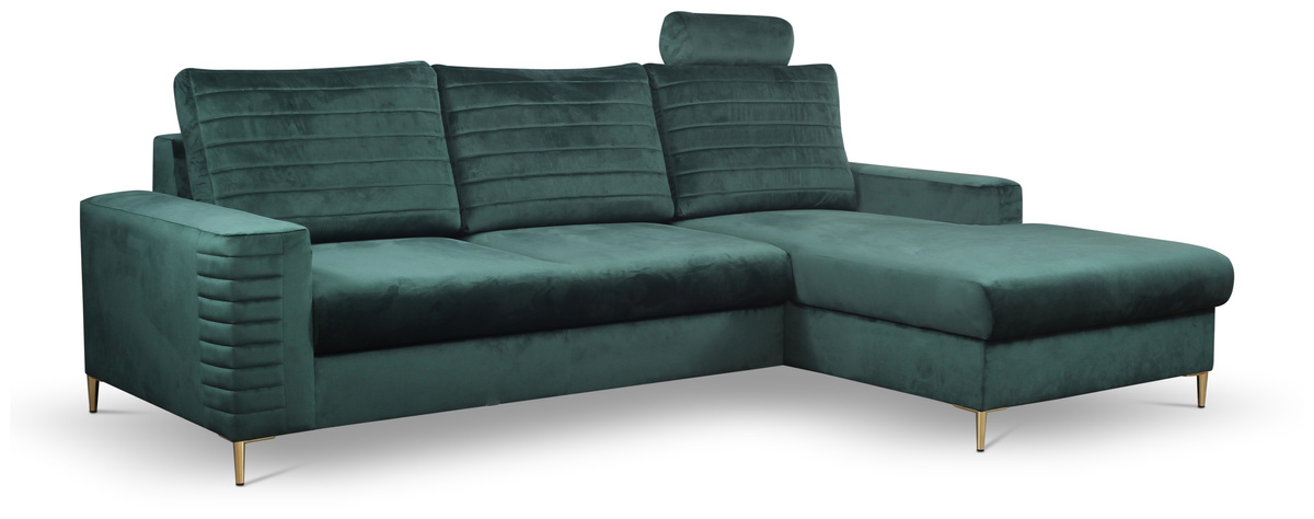 Kanapa narożna z funkcją spania CASTI butelkowa zieleń