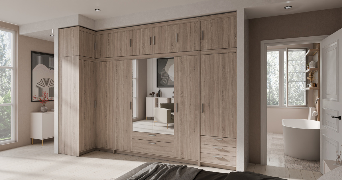 Zestaw mebli modułowych z nadstawkami do sypialni dąb sonoma KUBA