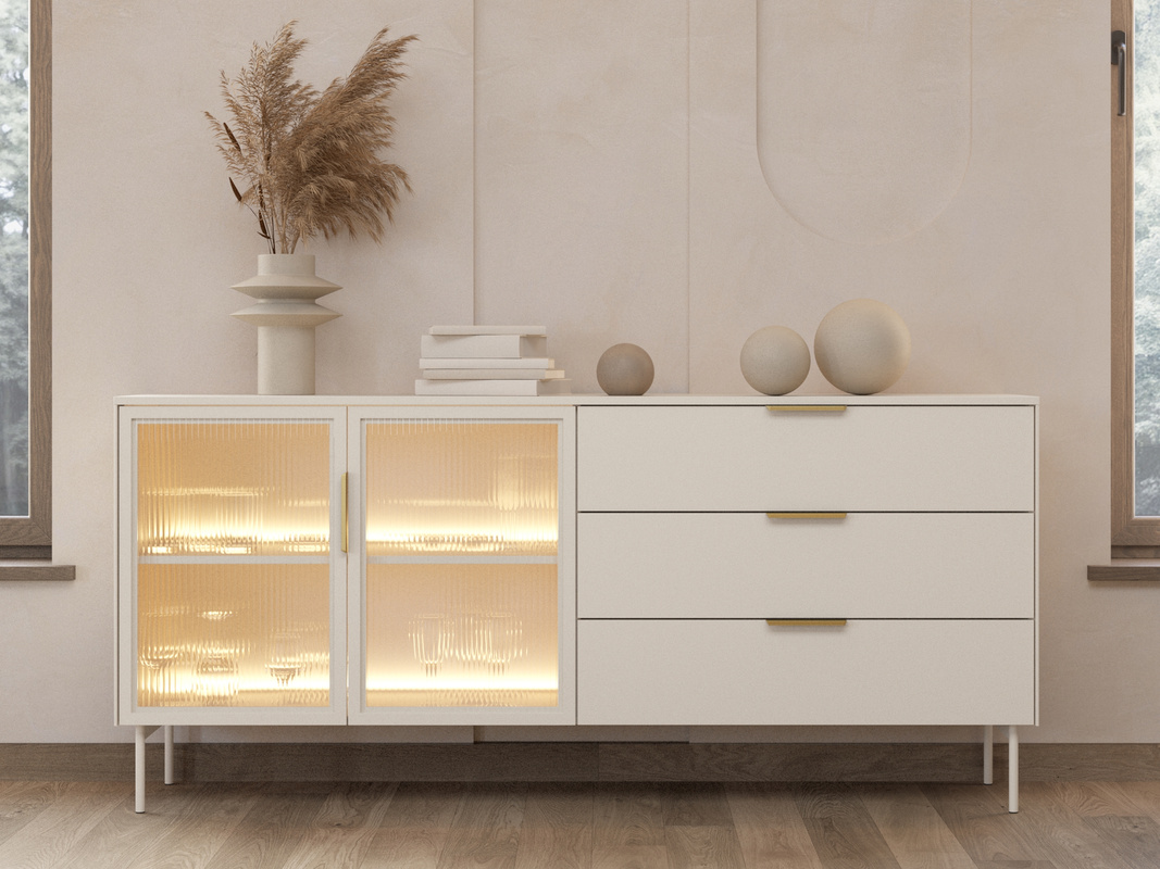 Nowoczesna komoda 181 cm do salonu kaszmir LUANO