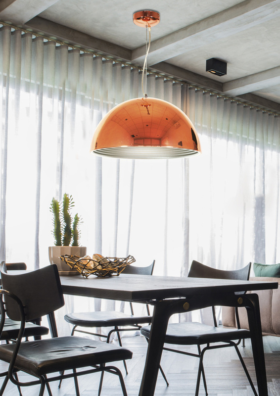 Miedziana lampa wisząca sufitowa do salonu AMALFI metal 1xE27