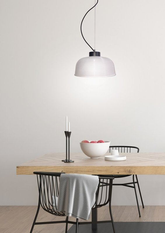 Szklana lampa wisząca z czarnym kablem do salonu LIVERPOOL 27 cm