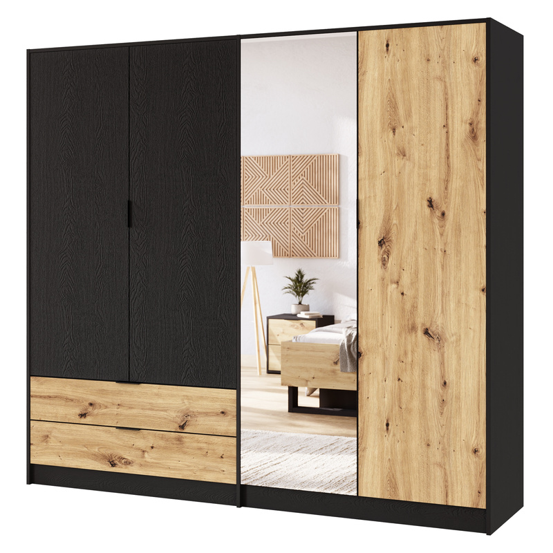 Szafa 220 cm do sypialni czterodrzwiowa UTOPIA z szufladami