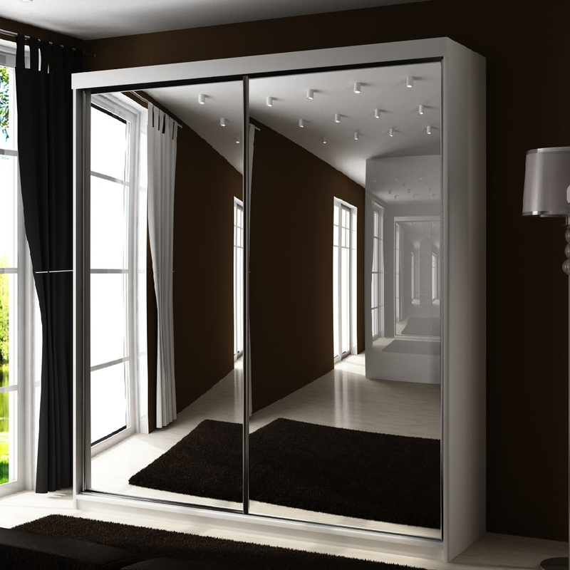 Dwudrzwiowa szafa przesuwna z lustrem 150 cm biały TARO