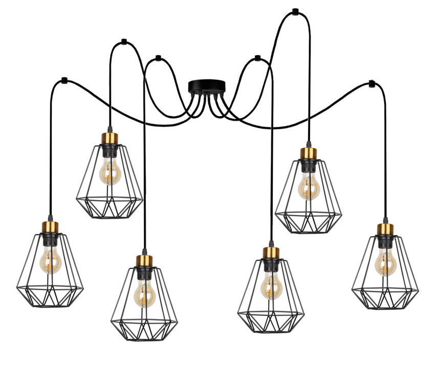 Czarna złota lampa wisząca sufitowa do salonu PRIMO metal