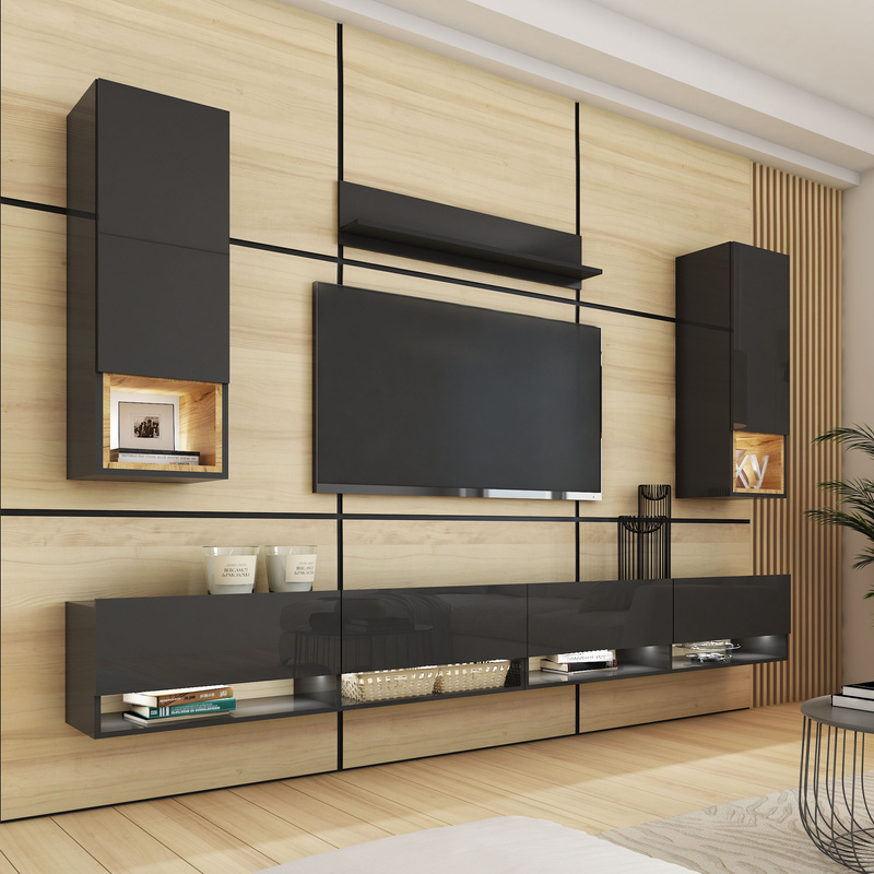 Meblościanka czarna połysk PREMIUM