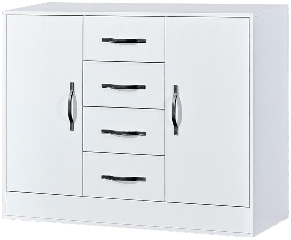 Biała komoda 120 cm do salonu z szufladami dwudrzwiowa PULSA