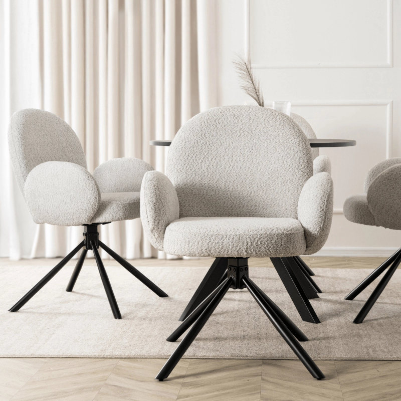 Szare krzesło obrotowe MUSSY do jadalni z podłokietnikami