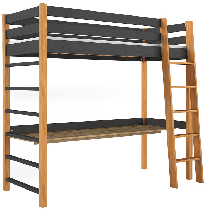 Łóżko dziecięce na antresoli z biurkiem 80x190 cm NAVIS