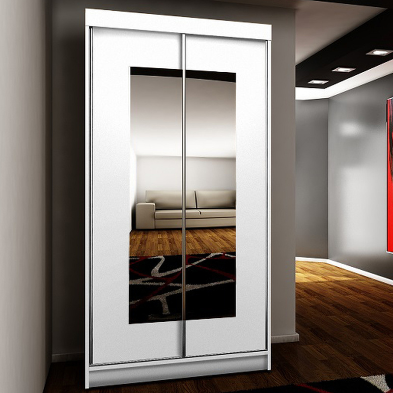 Szafa przesuwna z lustrem 100 cm dwudrzwiowa TARO biały