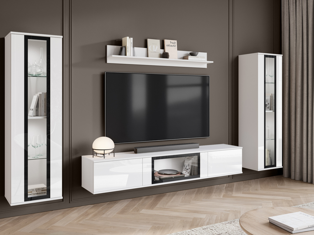 Zestaw mebli do salonu biały połysk CAVIO