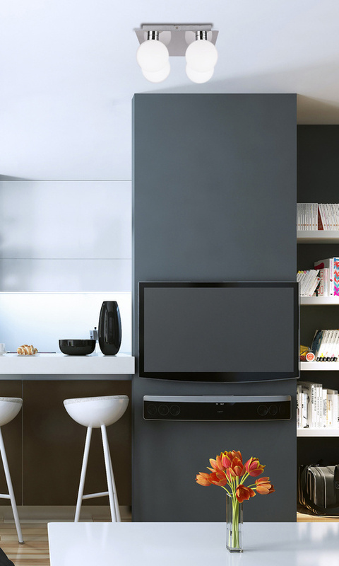 Biała lampa sufitowa z kloszami kula do salonu ODEN metal chrom