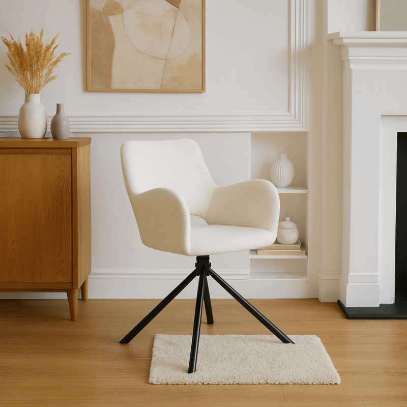 Kremowe krzesło do jadalni na metalowych nogach FLAV w stylu loftowym