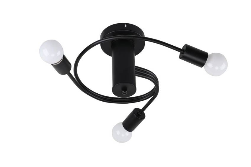 Czarna lampa wisząca sufitowa 3-punktowa do salonu FILETTA metal