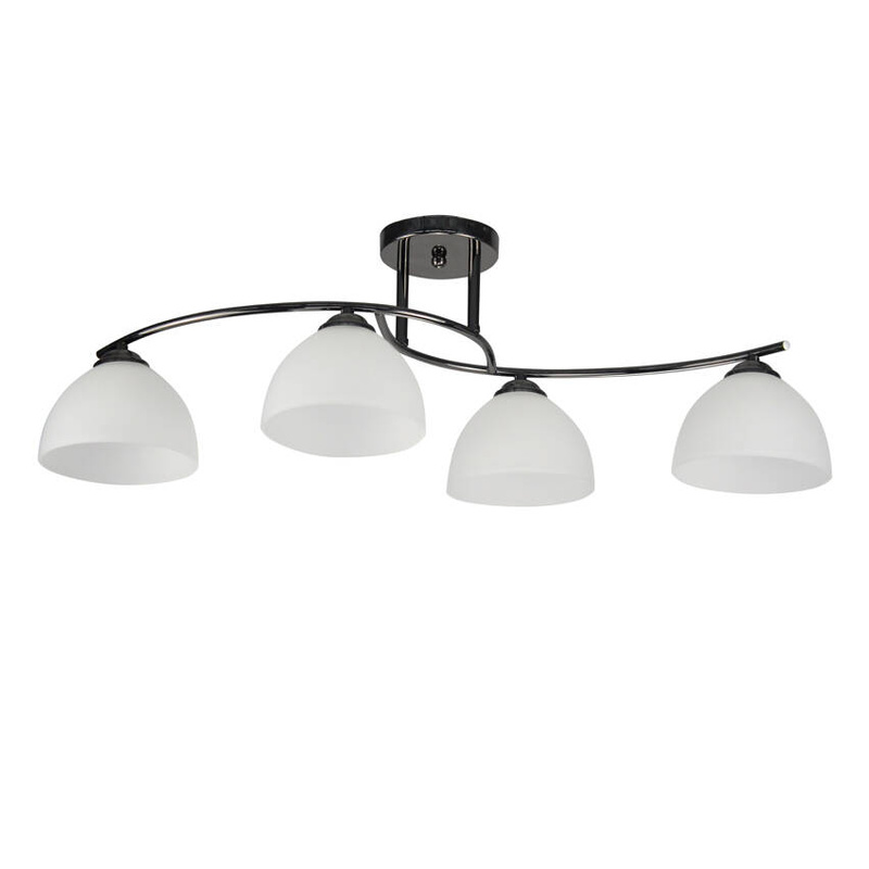 Czarna lampa sufitowa 4-punktowa z kloszami białymi GRACJA
