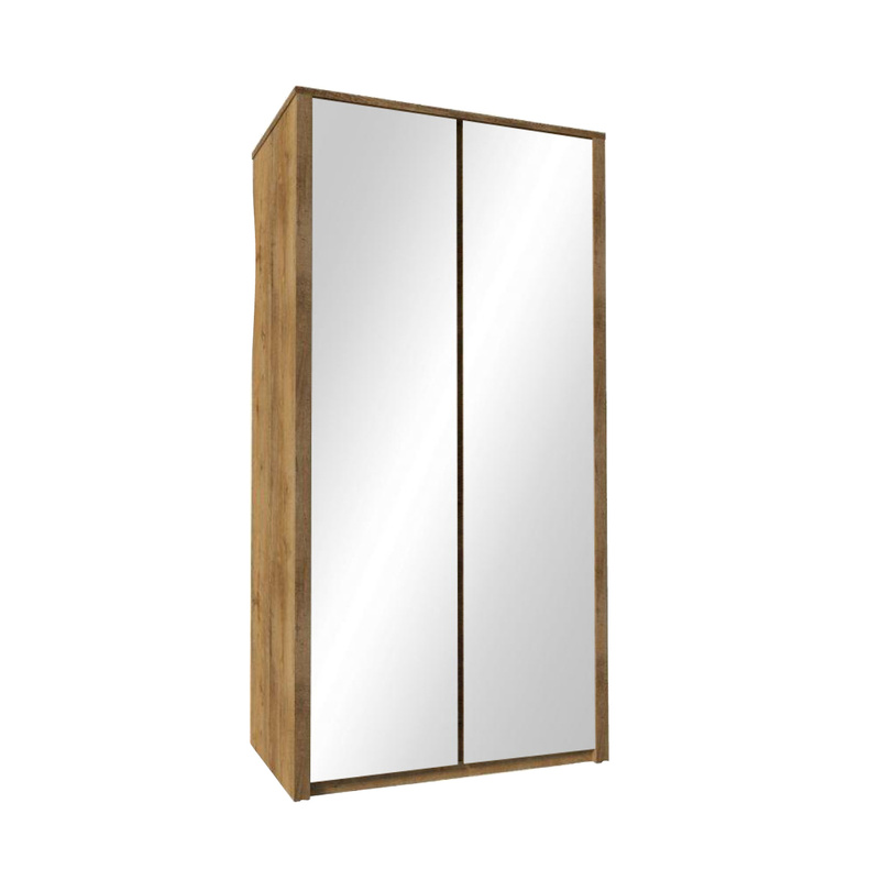 Szafa 113 cm do przedpokoju uchylna z lustrami MELVIN dąb lefkas