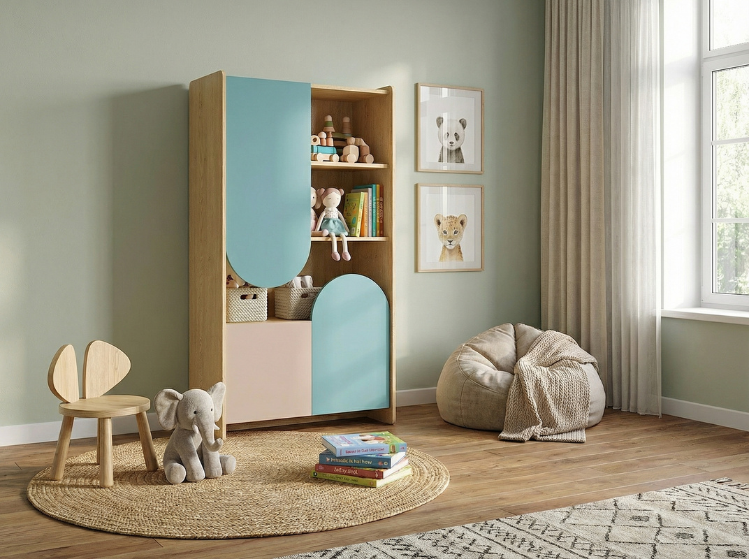 Regał dziecięcy na książki z półkami 83 cm LOLLIE dąb cremona