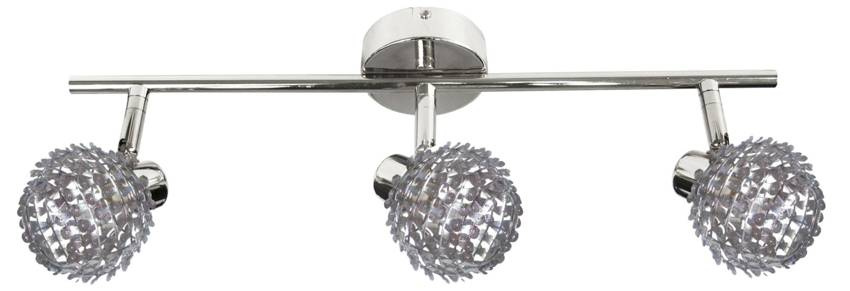 Chromowana lampa sufitowa listwa 3-punktowa do salonu RAVEN G9