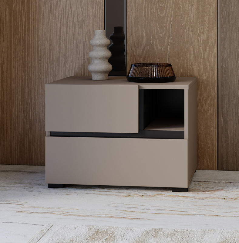 Stolik nocny do sypialni z szufladami 55 cm CROSS